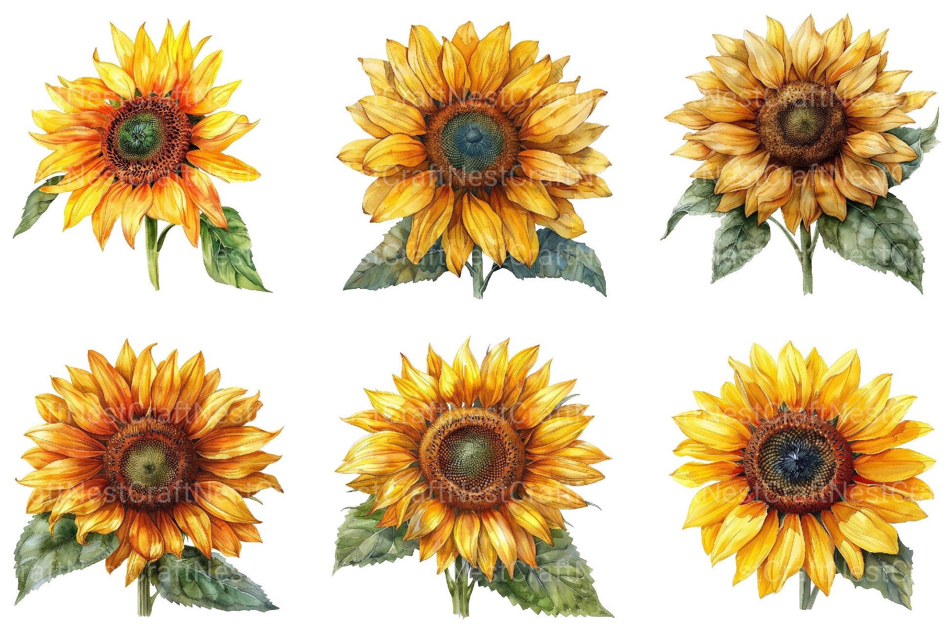Summer Sunflower Clipart Bundle 1 - CraftNest - Digital Crafting and Art
