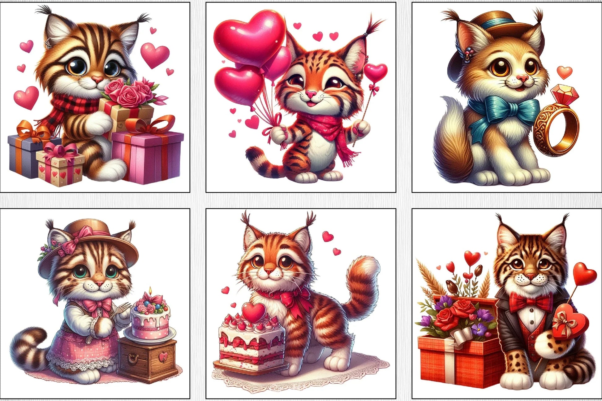 Valentine's Day Lynx Clipart Bundle - CraftNest - Digital Crafting and Art