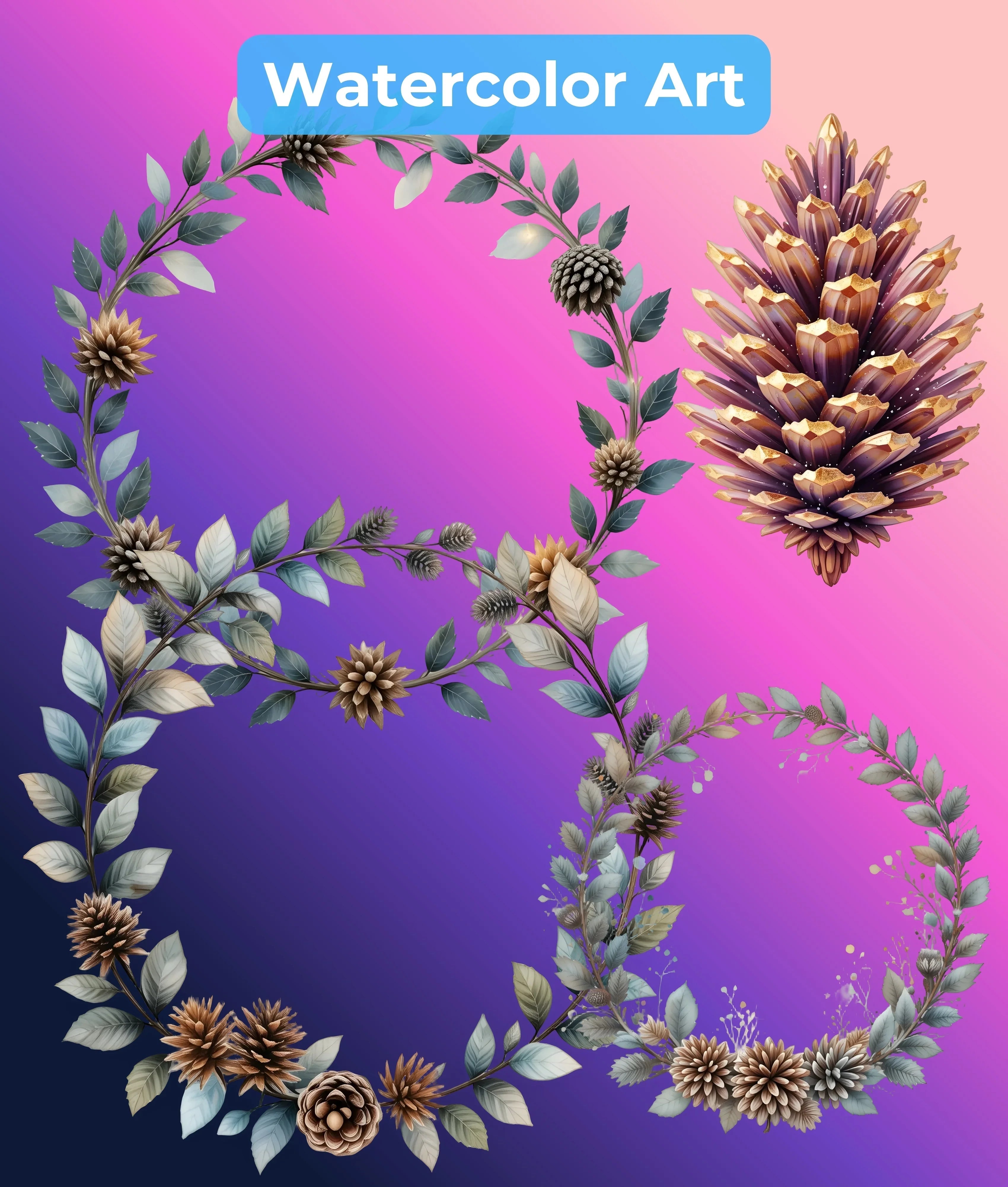 Winter Botanical Elements Clipart Bundle - CraftNest - Digital Crafting and Art