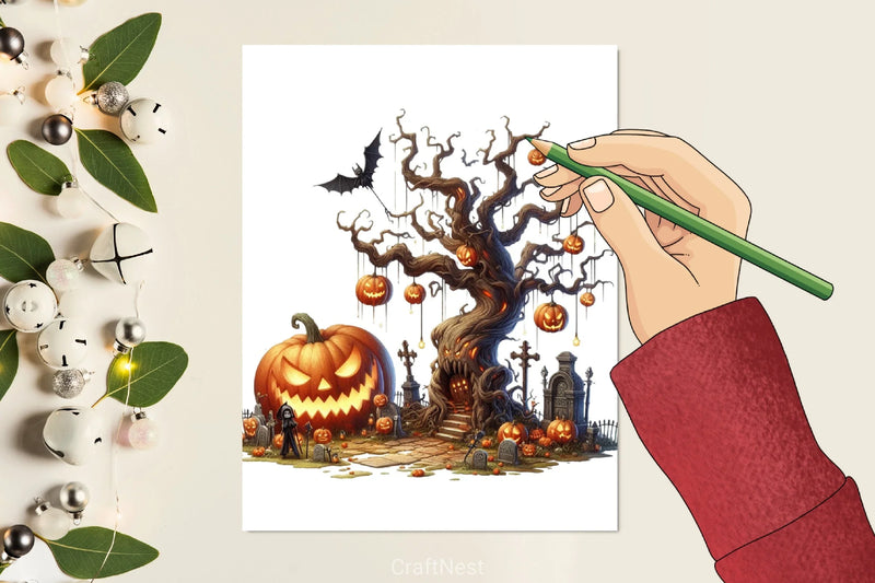 Halloween Tree Clipart Bundle 1 - CraftNest - Digital Crafting and Art
