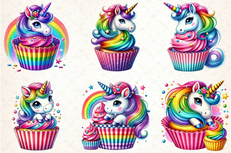 Unicorn Cupcake Clipart Bundle - CraftNest - Digital Crafting and Art