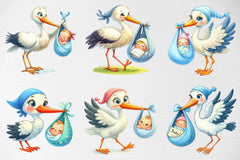 Stork Baby Delivery Clipart Bundle - CraftNest - Digital Crafting and Art
