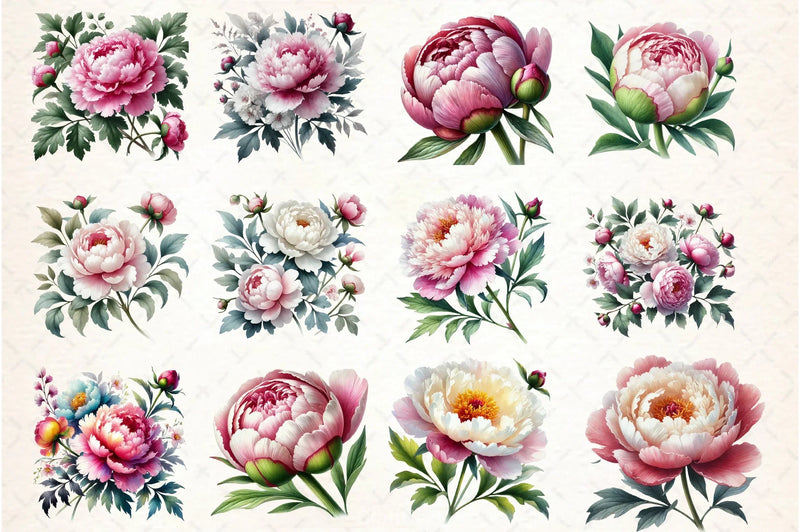 Peonies Clipart Bundle - CraftNest - Digital Crafting and Art