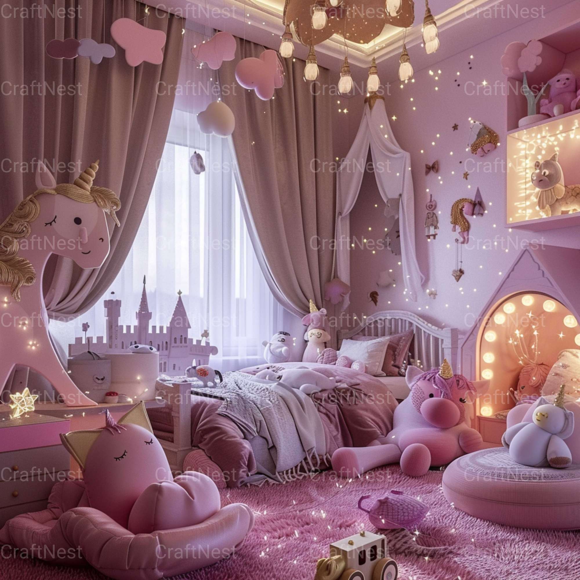 Pink Bedroom Stock Images - CraftNest - Digital Crafting and Art