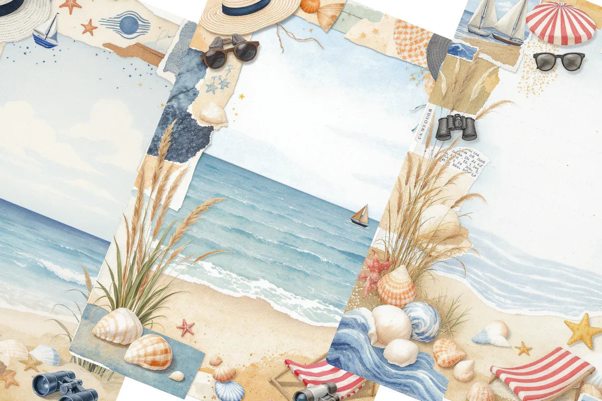 Vintage Seaside Junk Journal Papers - CraftNest - Digital Crafting and Art