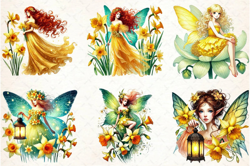 Daffodil Fairy Clipart Bundle - CraftNest - Digital Crafting and Art