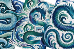 Sea Serpents Junk Journal Papers - CraftNest - Digital Crafting and Art