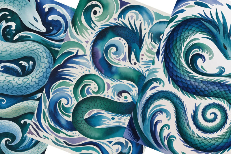 Sea Serpents Junk Journal Papers - CraftNest - Digital Crafting and Art
