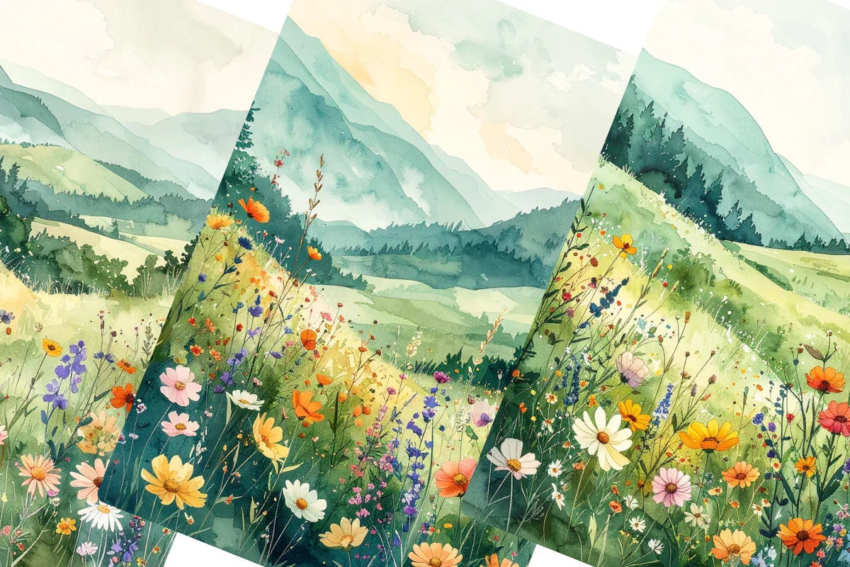 Whispering Meadows Junk Journal Papers - CraftNest - Digital Crafting and Art
