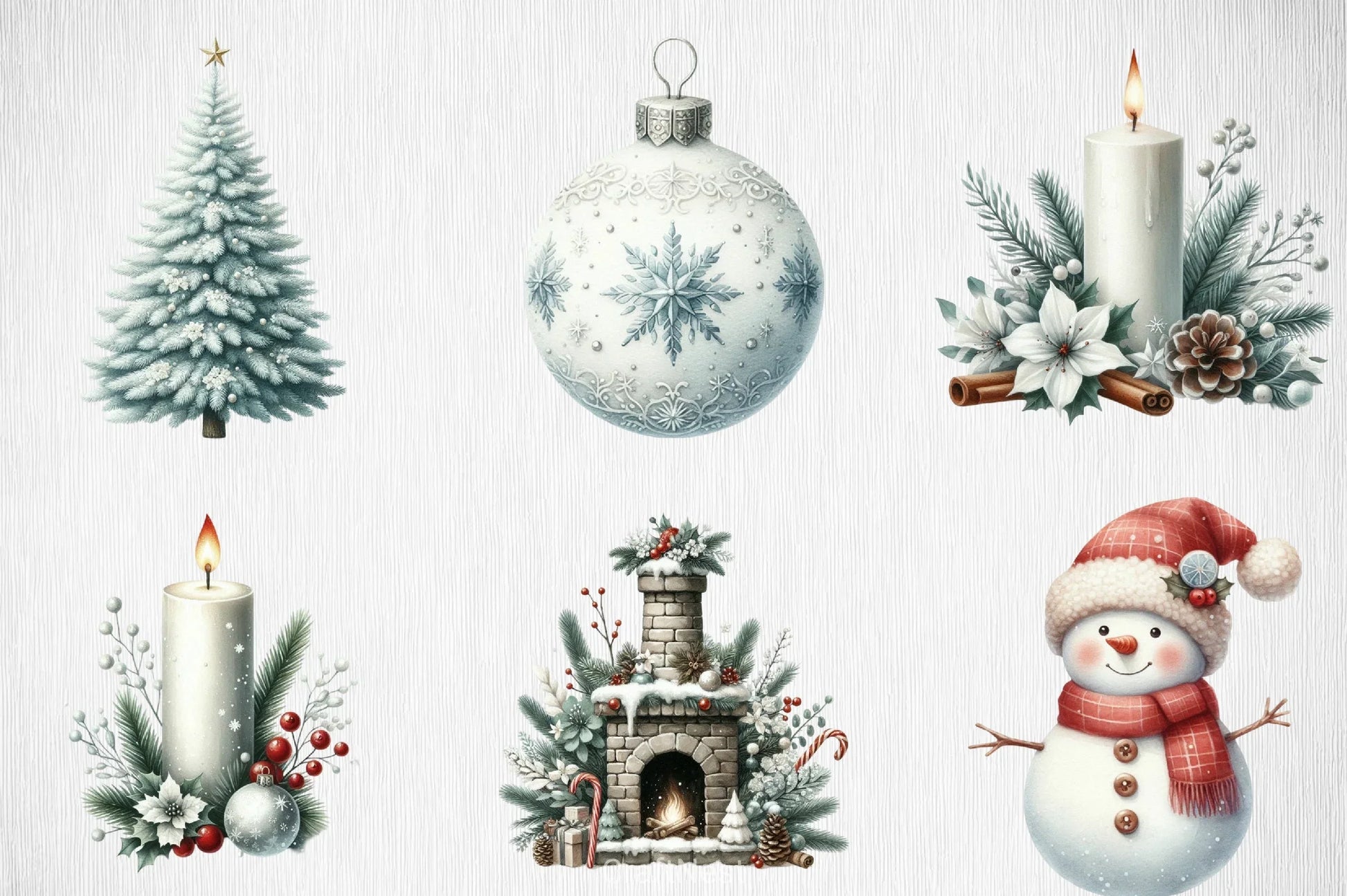 White Chic Christmas Clipart Bundle - CraftNest - Digital Crafting and Art