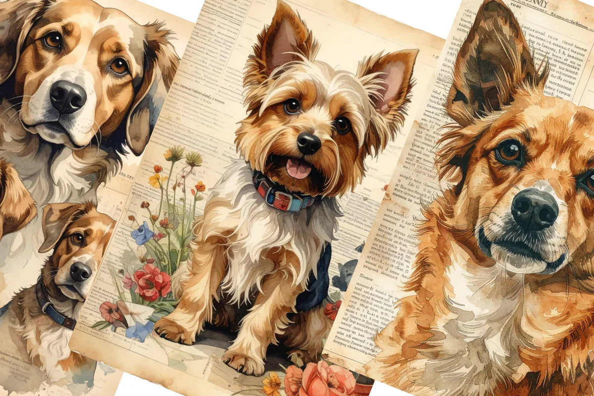 Vintage Dogs Junk Journal Papers - CraftNest - Digital Crafting and Art