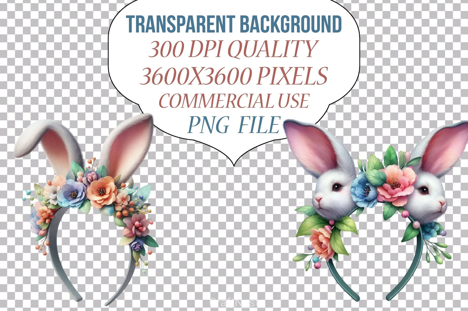 Bunny Headband Clipart Bundle - CraftNest - Digital Crafting and Art