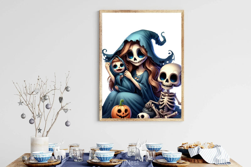 Cute Skeleton Mom & Baby Clipart Bundle - CraftNest - Digital Crafting and Art