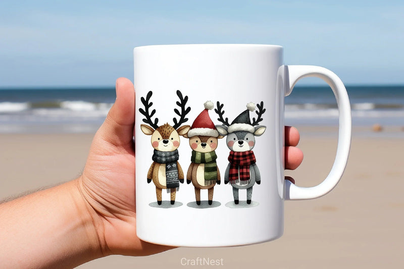 Christmas Reindeer Friends Clipart Bundle 1 - CraftNest - Digital Crafting and Art