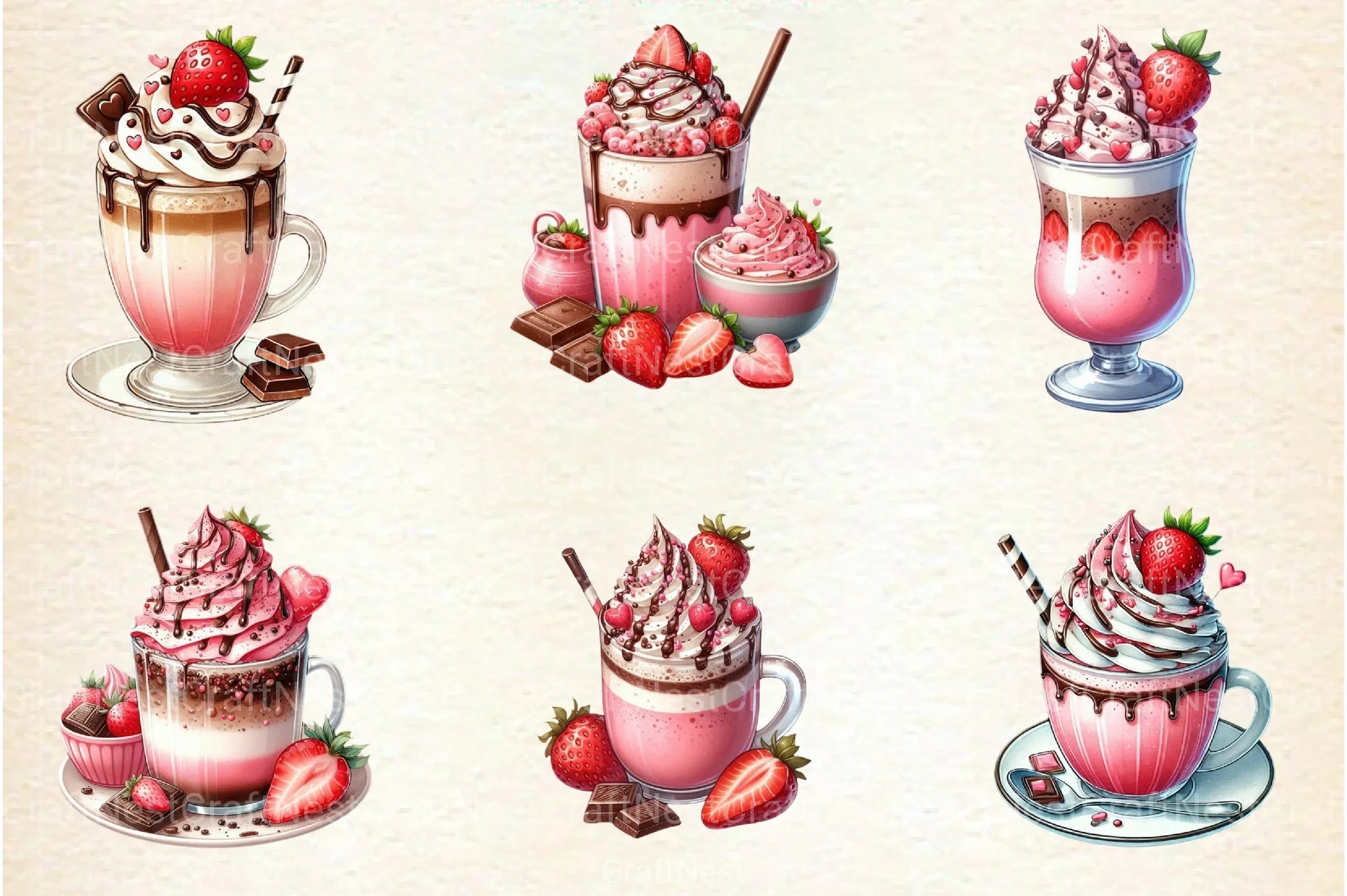 Valentine Festive Coffee Clipart Bundle 2 - CraftNest - Digital Crafting and Art