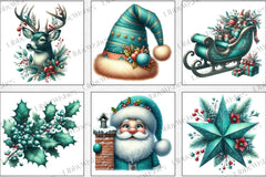 Teal Christmas Clipart Bundle - CraftNest - Digital Crafting and Art