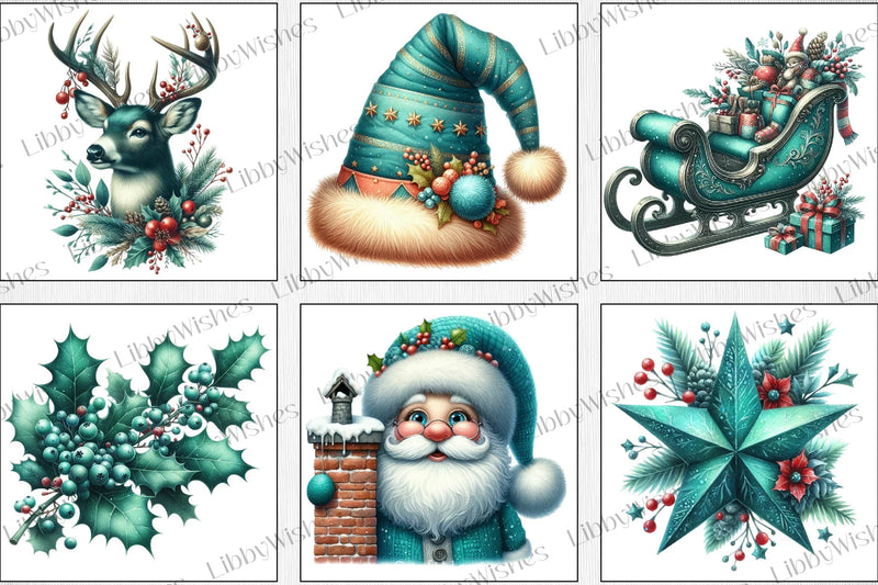 Teal Christmas Clipart Bundle - CraftNest - Digital Crafting and Art