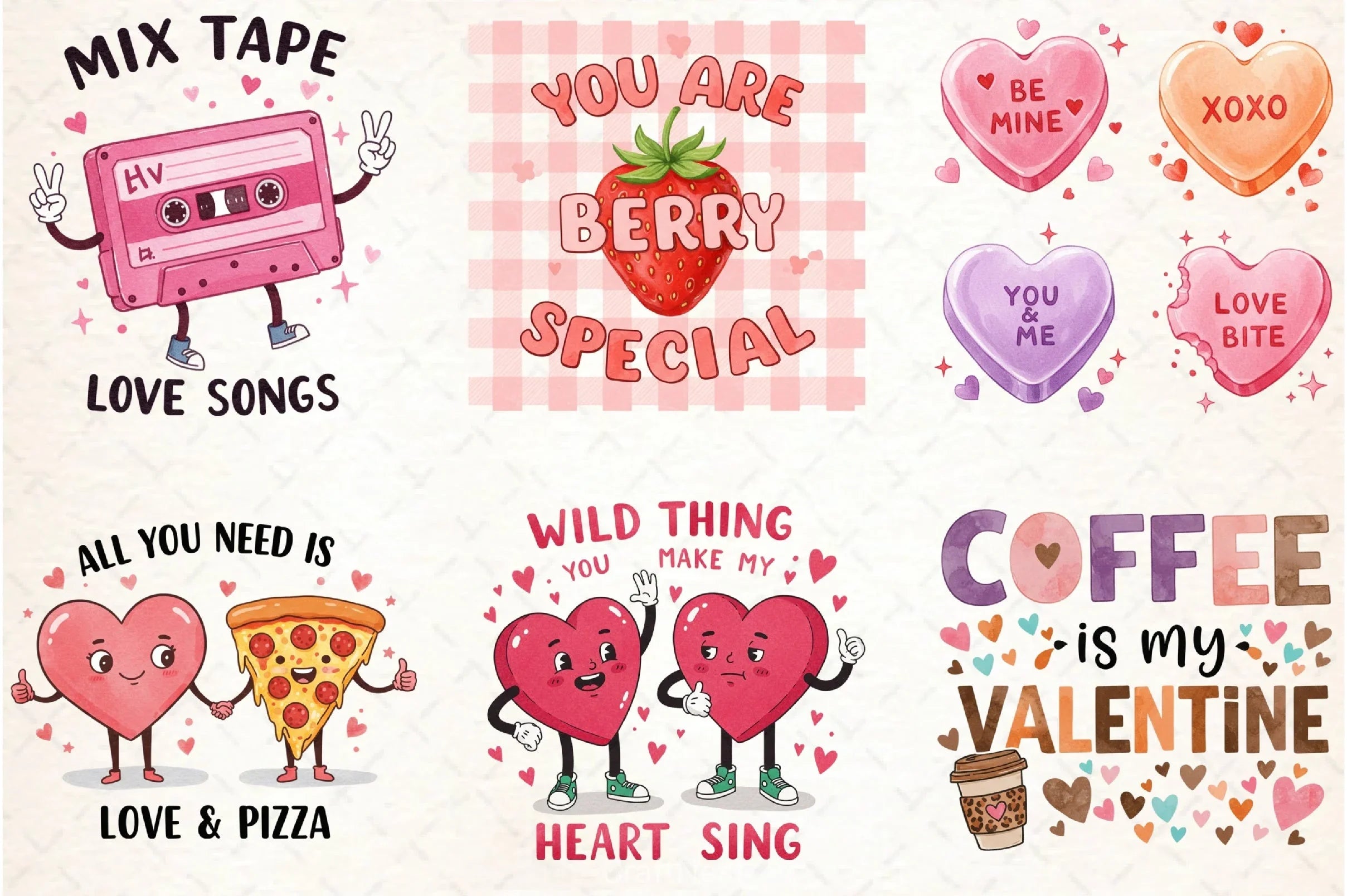 Retro Valentine Clipart Bundle - CraftNest - Digital Crafting and Art