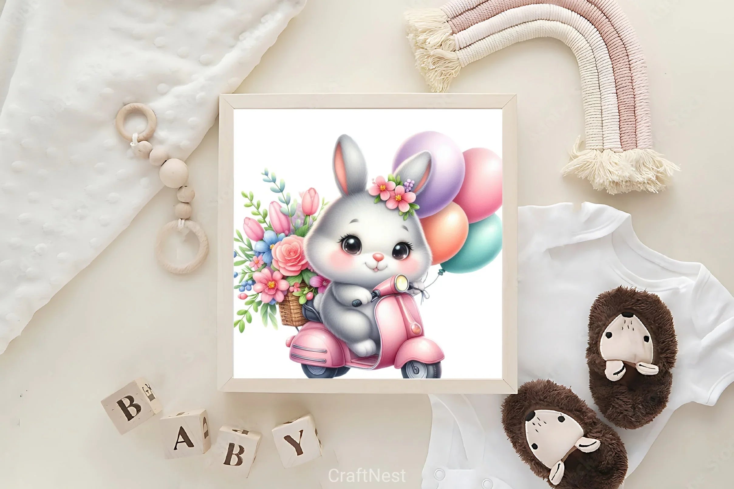 Cute Bunny Scooter Clipart Bundle - CraftNest - Digital Crafting and Art