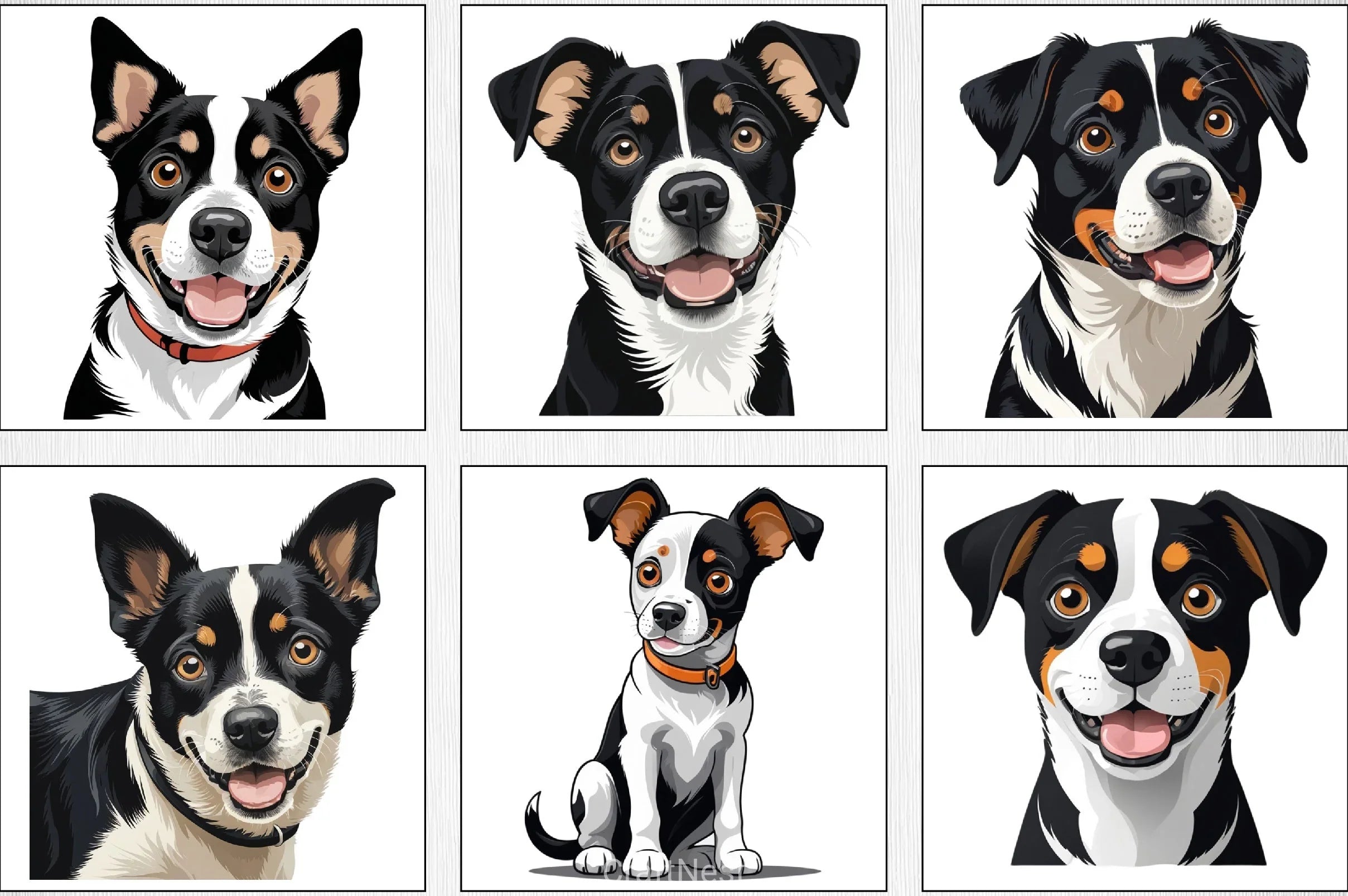 Cute Black & White Dog Clipart Bundle - CraftNest - Digital Crafting and Art