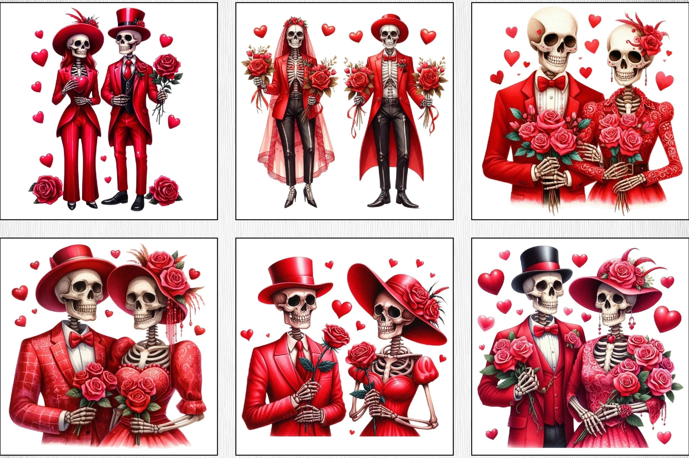 Valentine Skeletons Couple Clipart Bundle - CraftNest - Digital Crafting and Art