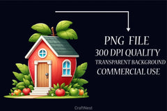 Apple House Clipart Bundle - CraftNest - Digital Crafting and Art