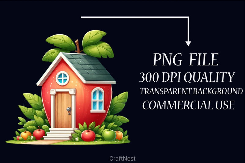 Apple House Clipart Bundle - CraftNest - Digital Crafting and Art