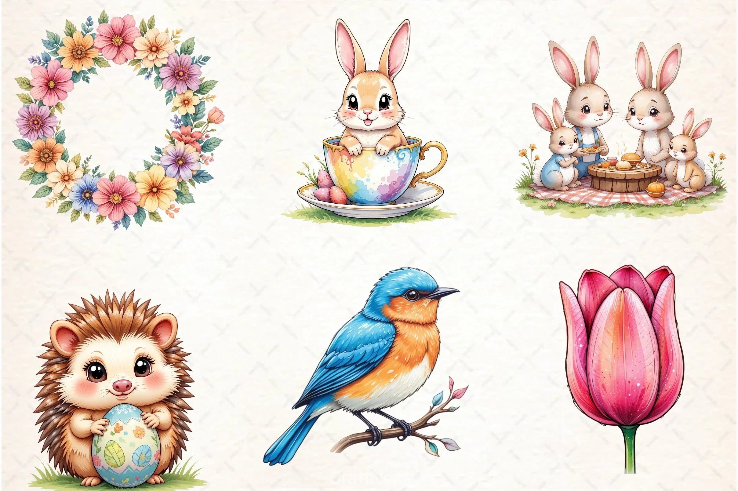 Pastel Pink Easter Clipart Bundle - CraftNest - Digital Crafting and Art