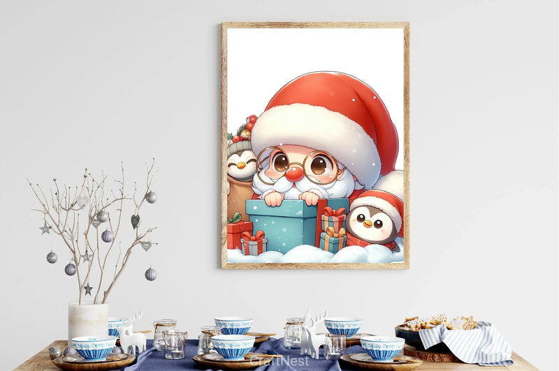 Christmas Peeking Santa Clipart Bundle - CraftNest - Digital Crafting and Art