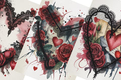 Gothic Lace Valentines Junk Journal Papers - CraftNest - Digital Crafting and Art