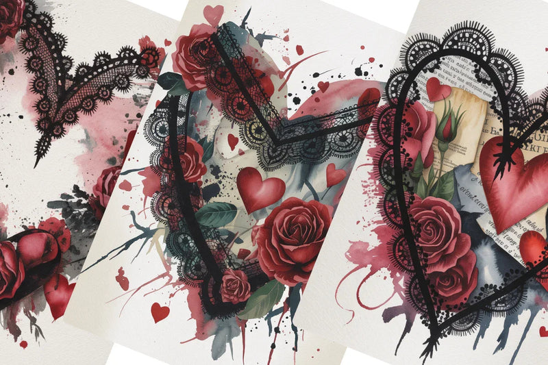 Gothic Lace Valentines Junk Journal Papers - CraftNest - Digital Crafting and Art