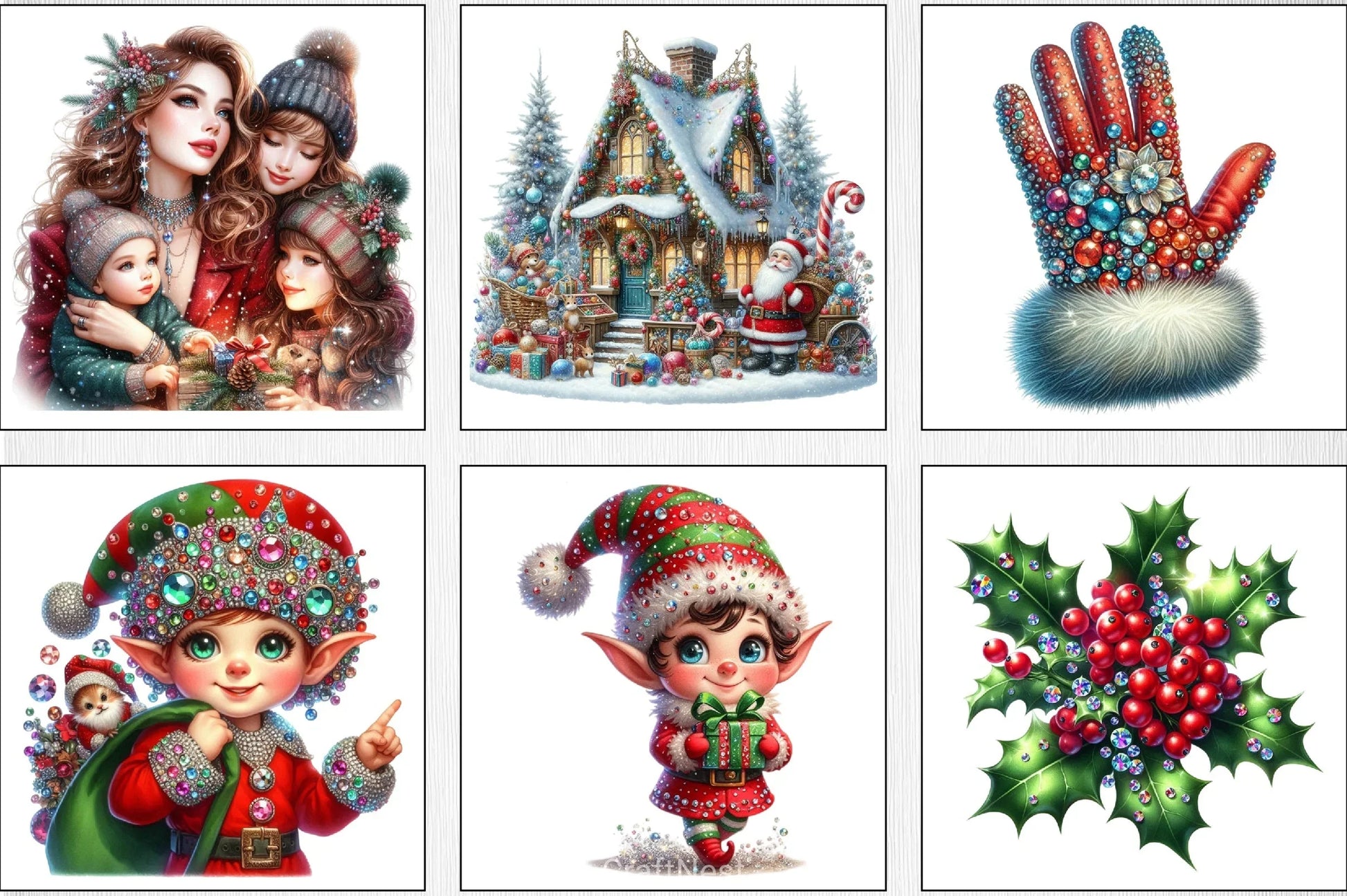 Faux Rhinestones Christmas Clipart Bundle - CraftNest - Digital Crafting and Art