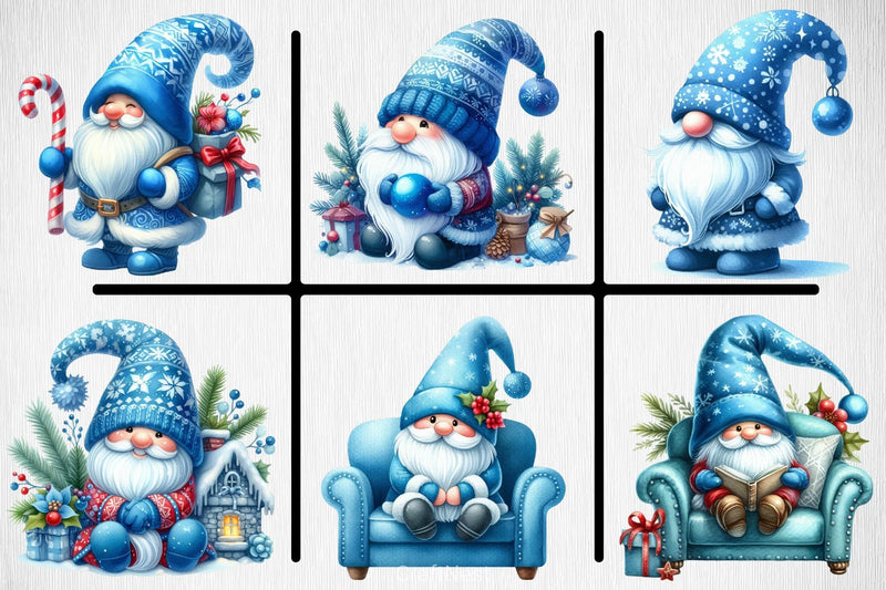 Blue Christmas Gnomes Clipart Bundle - CraftNest - Digital Crafting and Art