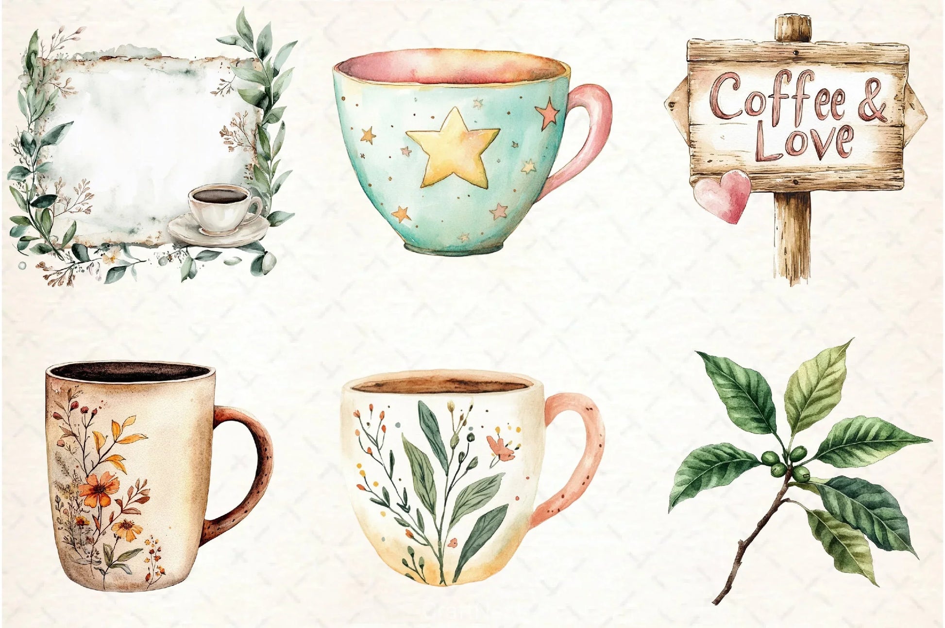Boho Cafe Core Coffee Clipart Bundle - CraftNest - Digital Crafting and Art