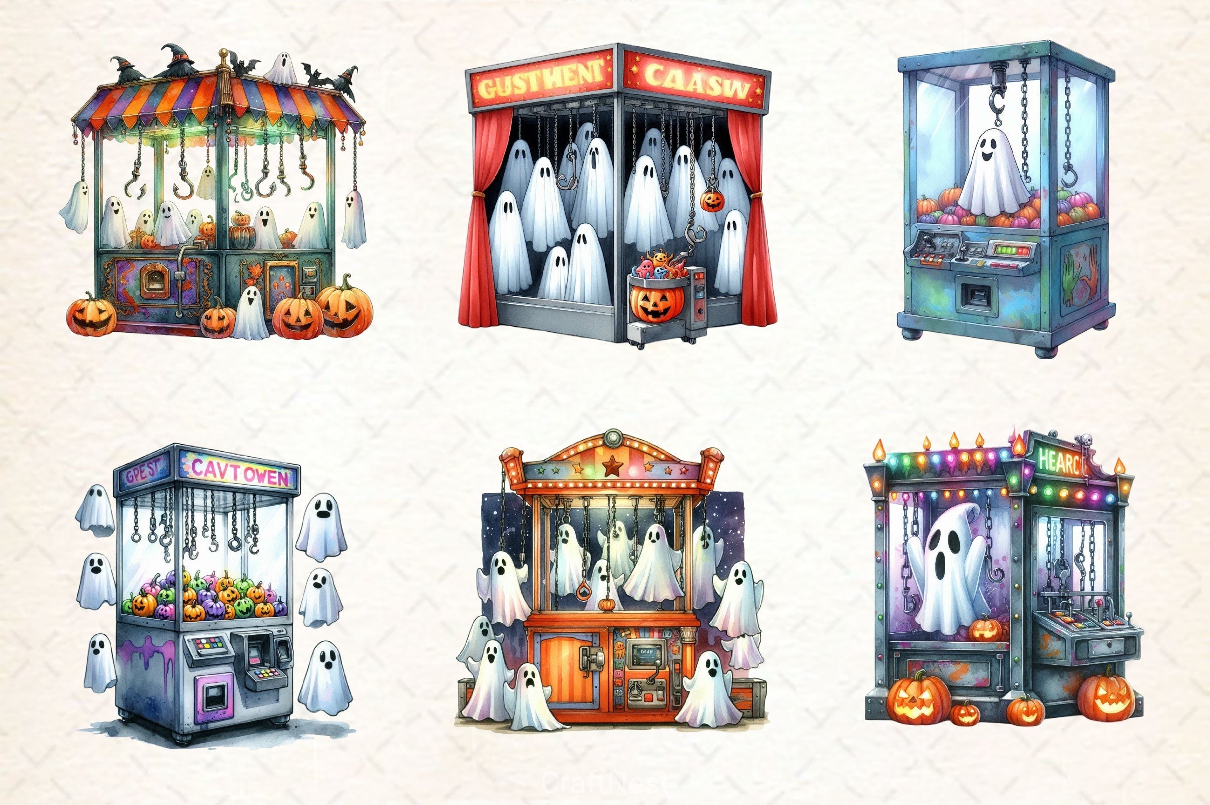 Halloween Claw Machine Clipart Bundle