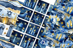 Watercolor Hanukkah Junk Journal Papers - CraftNest - Digital Crafting and Art