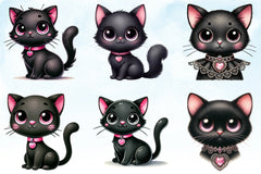Valentine Black Cat Clipart Bundle - CraftNest - Digital Crafting and Art