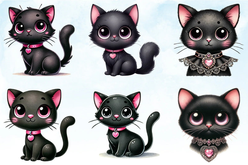 Valentine Black Cat Clipart Bundle - CraftNest - Digital Crafting and Art