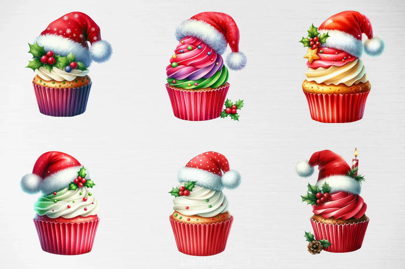 Christmas Cupcakes Clipart Bundle - CraftNest - Digital Crafting and Art