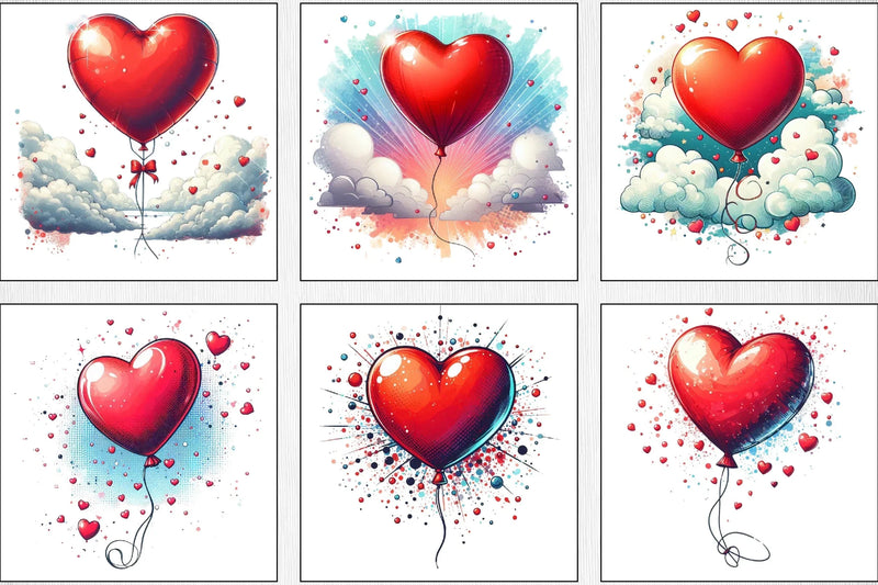 Valentine's Pop Art Heart Balloon Clipart Bundle - CraftNest - Digital Crafting and Art