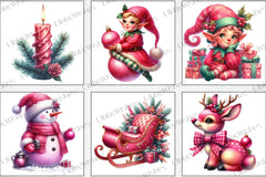 Retro Pink Christmas Clipart Bundle 12 - CraftNest - Digital Crafting and Art