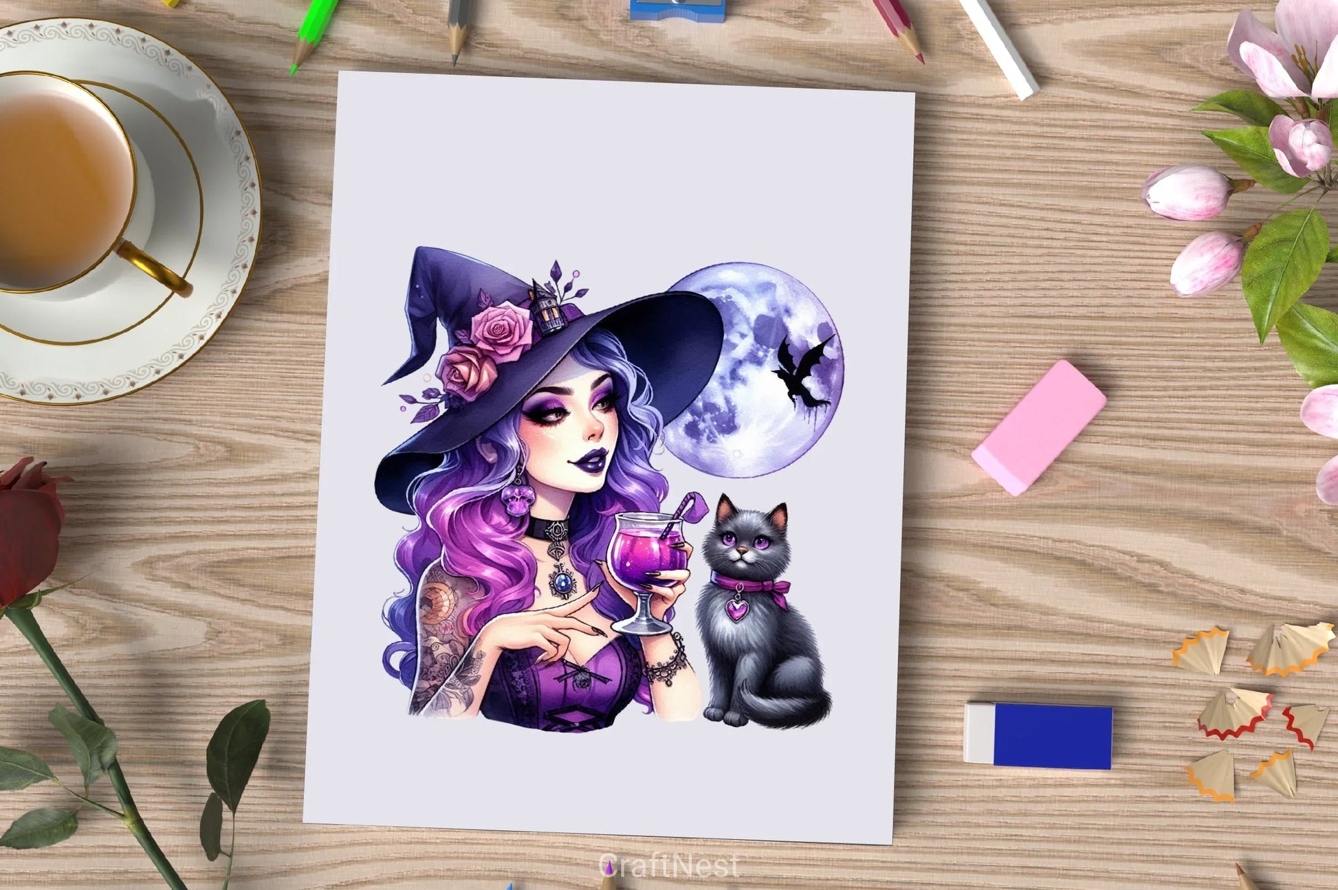 Halloween Witch Girl Clipart Bundle 5 - CraftNest - Digital Crafting and Art