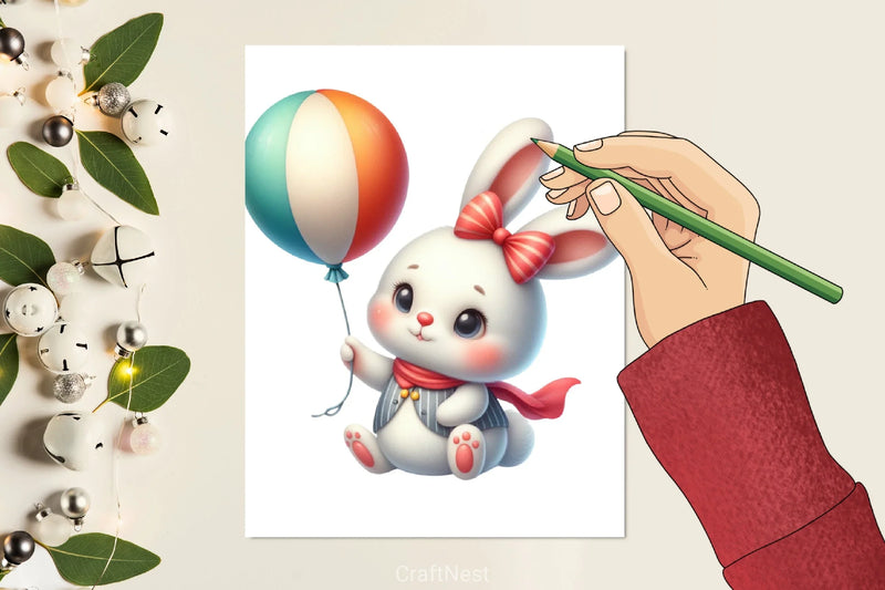 Birthday Bunny Clipart Bundle - CraftNest - Digital Crafting and Art