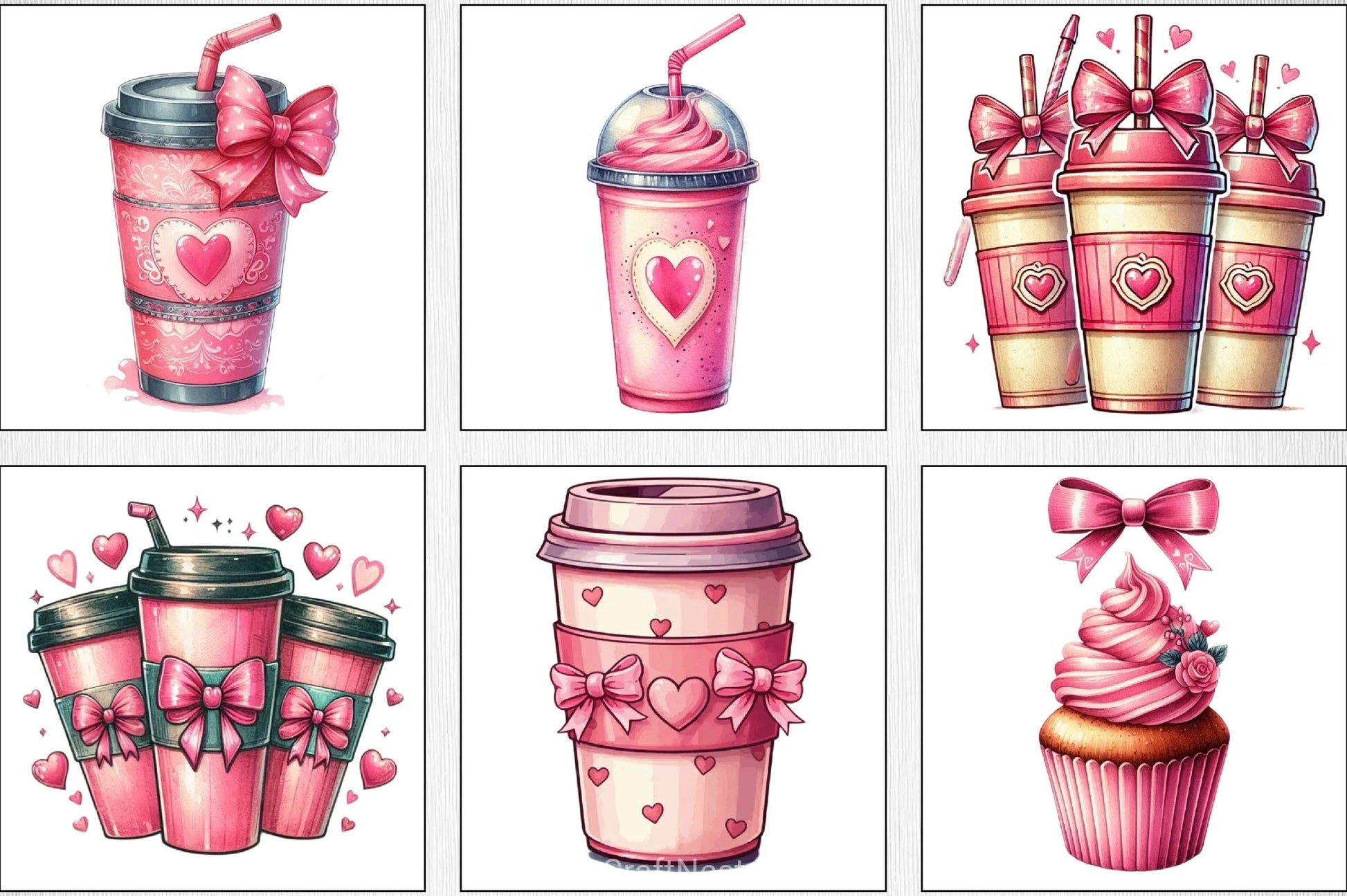 Valentine Coffee Cup Clipart Bundle - CraftNest - Digital Crafting and Art