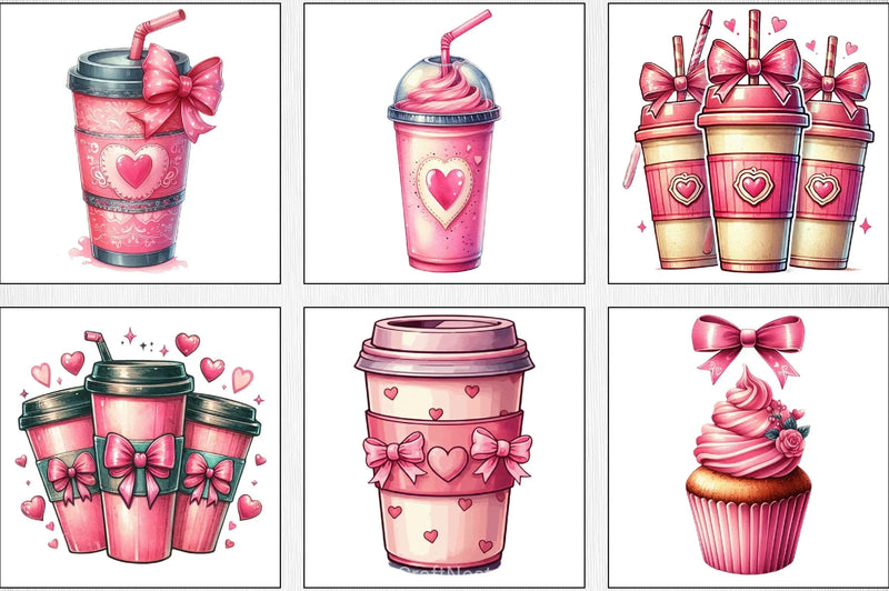Valentine Coffee Cup Clipart Bundle - CraftNest - Digital Crafting and Art