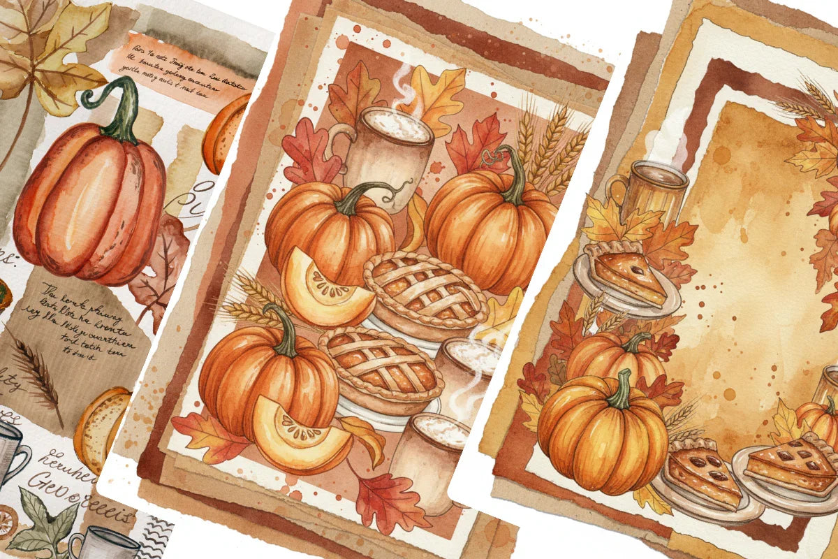 Harvest Mood Junk Journal Papers - CraftNest - Digital Crafting and Art