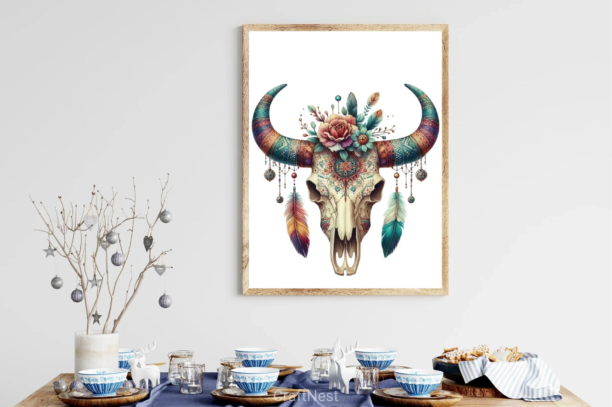 Boho Bull Skull Clipart Bundle - CraftNest - Digital Crafting and Art