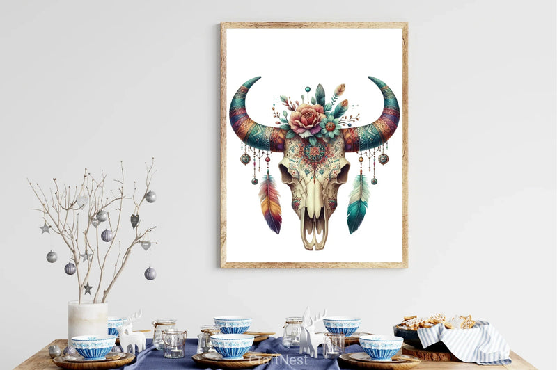 Boho Bull Skull Clipart Bundle - CraftNest - Digital Crafting and Art