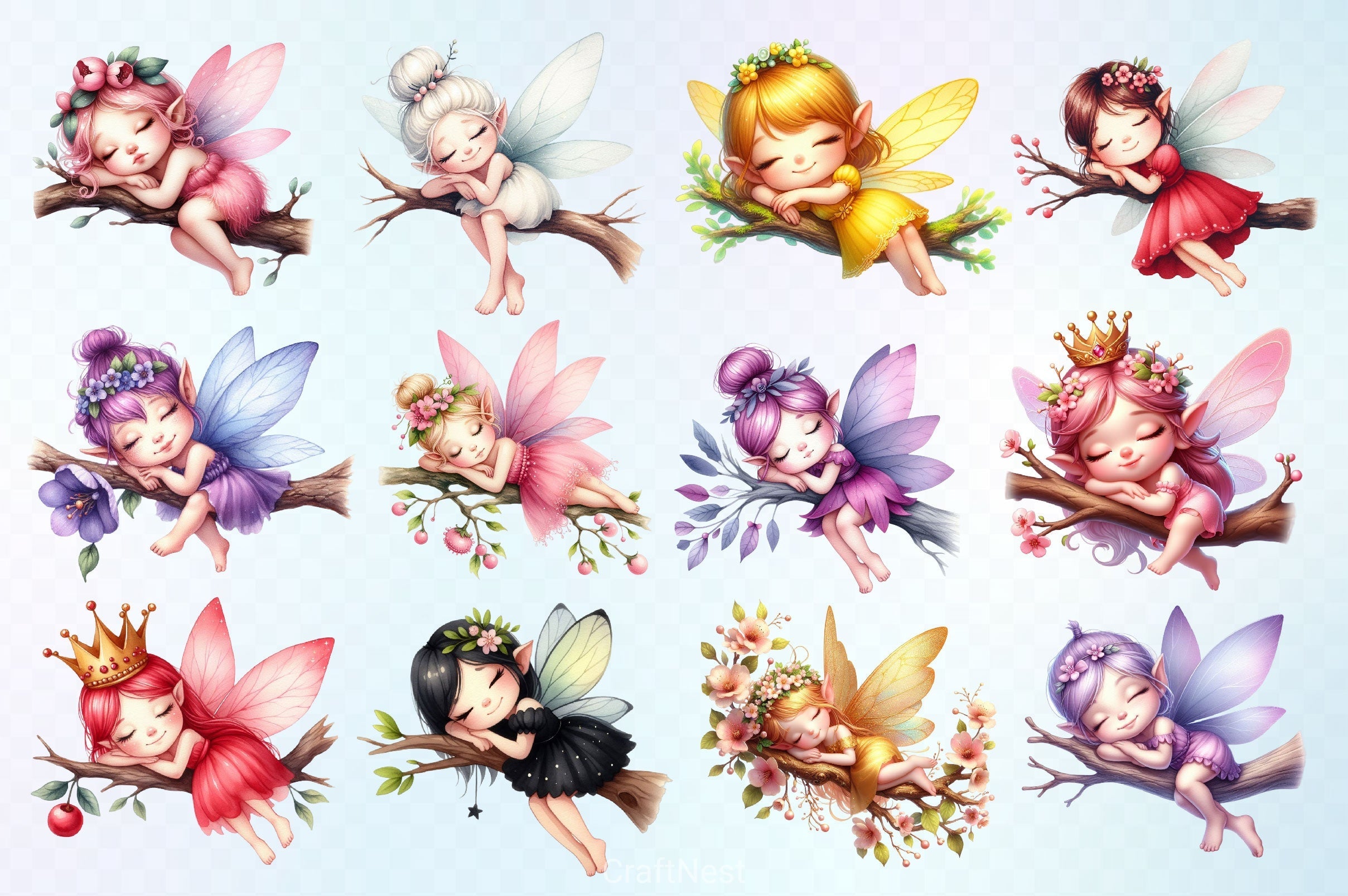 Sleeping Fairy Clipart Bundle