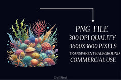 Colorful Coral Reef Sea Shell Clipart Bundle - CraftNest - Digital Crafting and Art